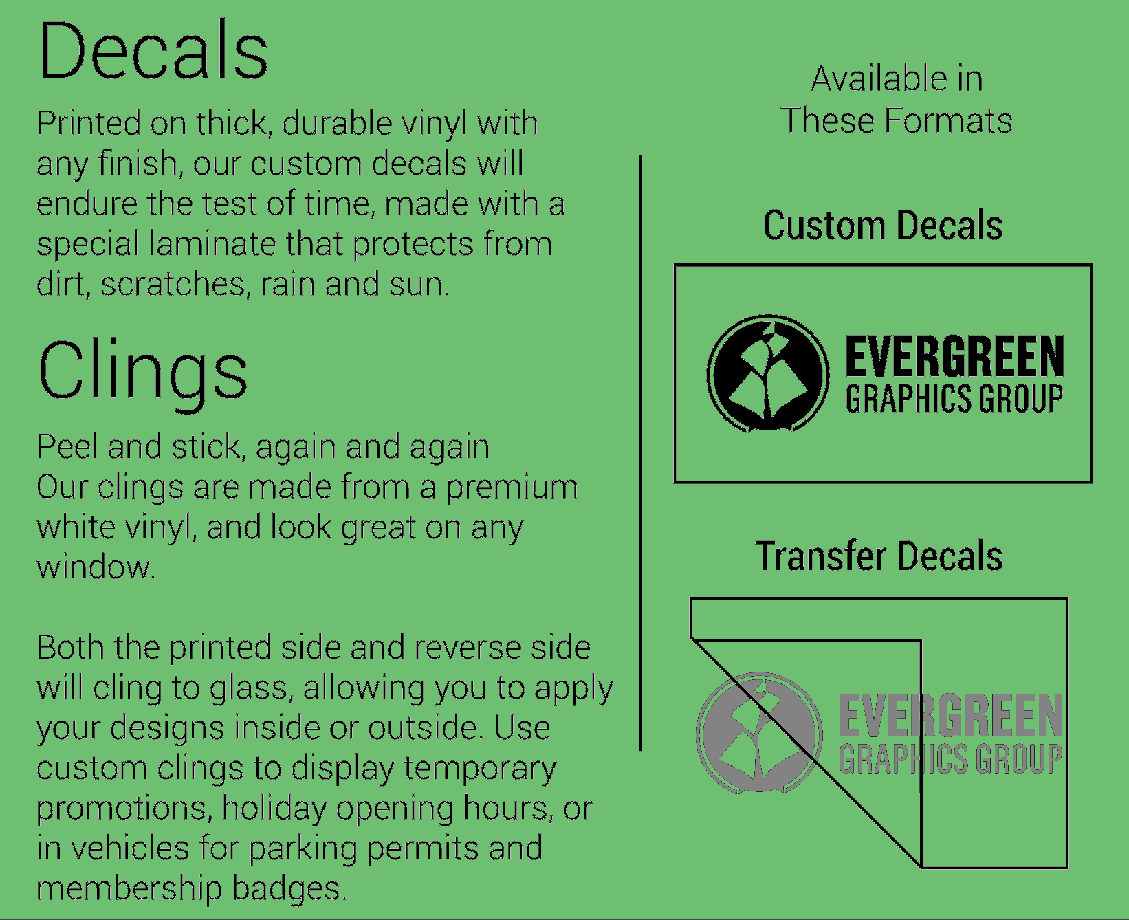 Decals & Clings options