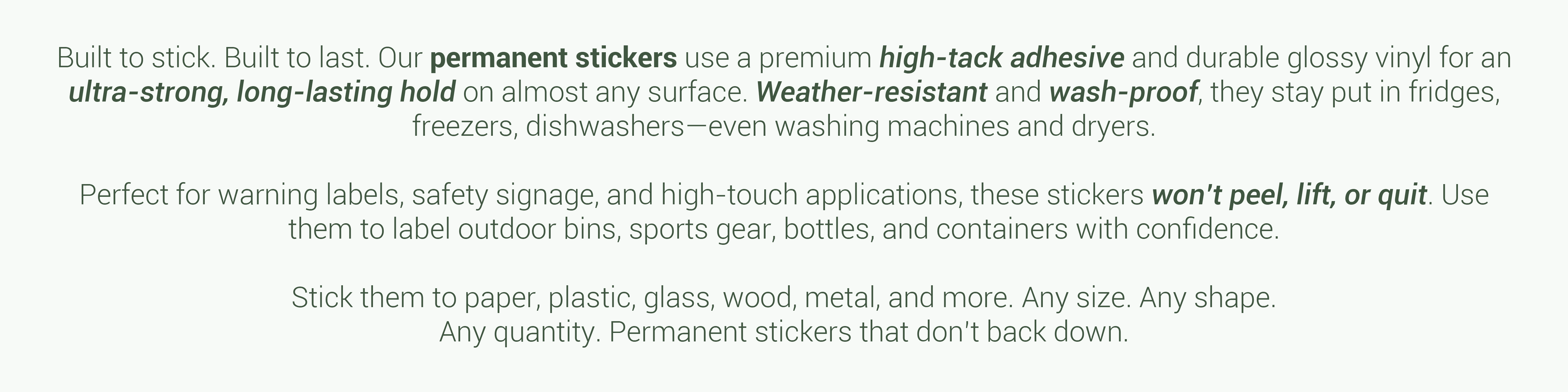 Permanent Stickers Details