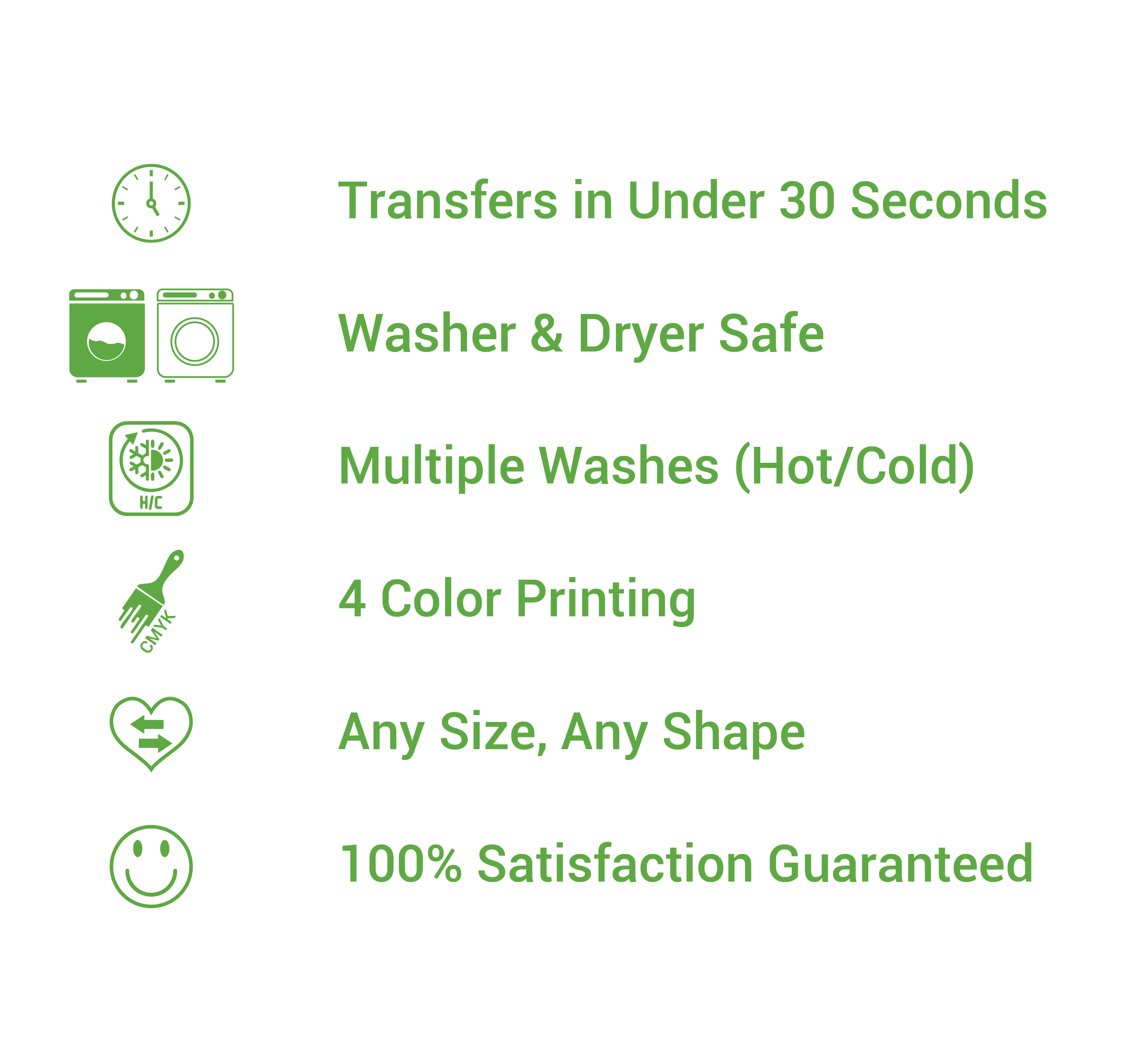 DTF Heat Transfers (By Sheet) Features