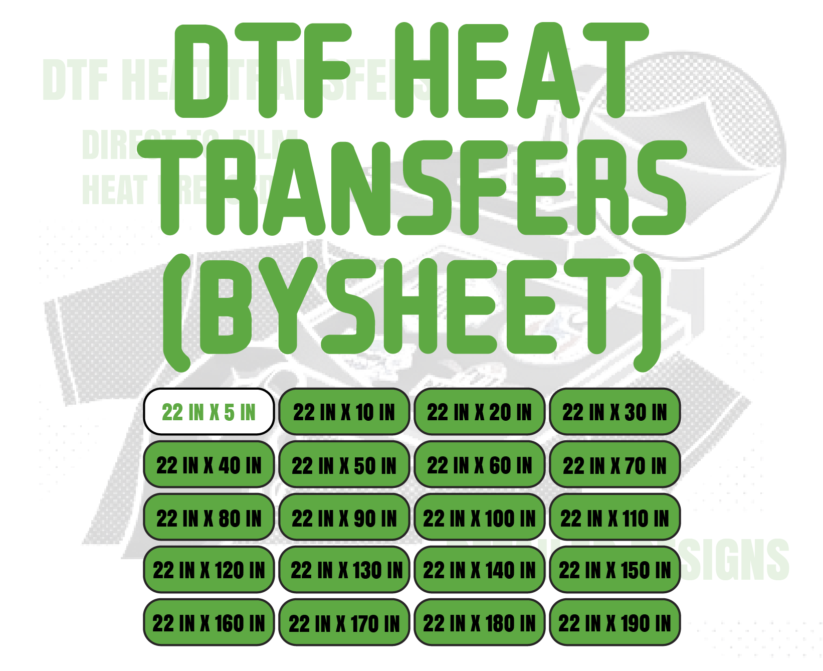 DTF Heat Transfers (By Sheet) Summary