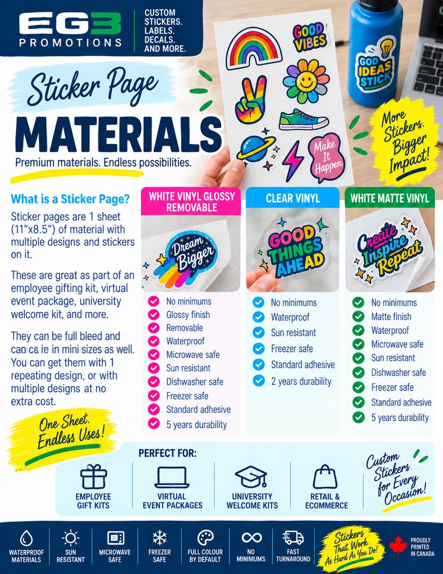 Sticker Page Materials — Additional Resources PDF download preview from Evergreen Graphics Group