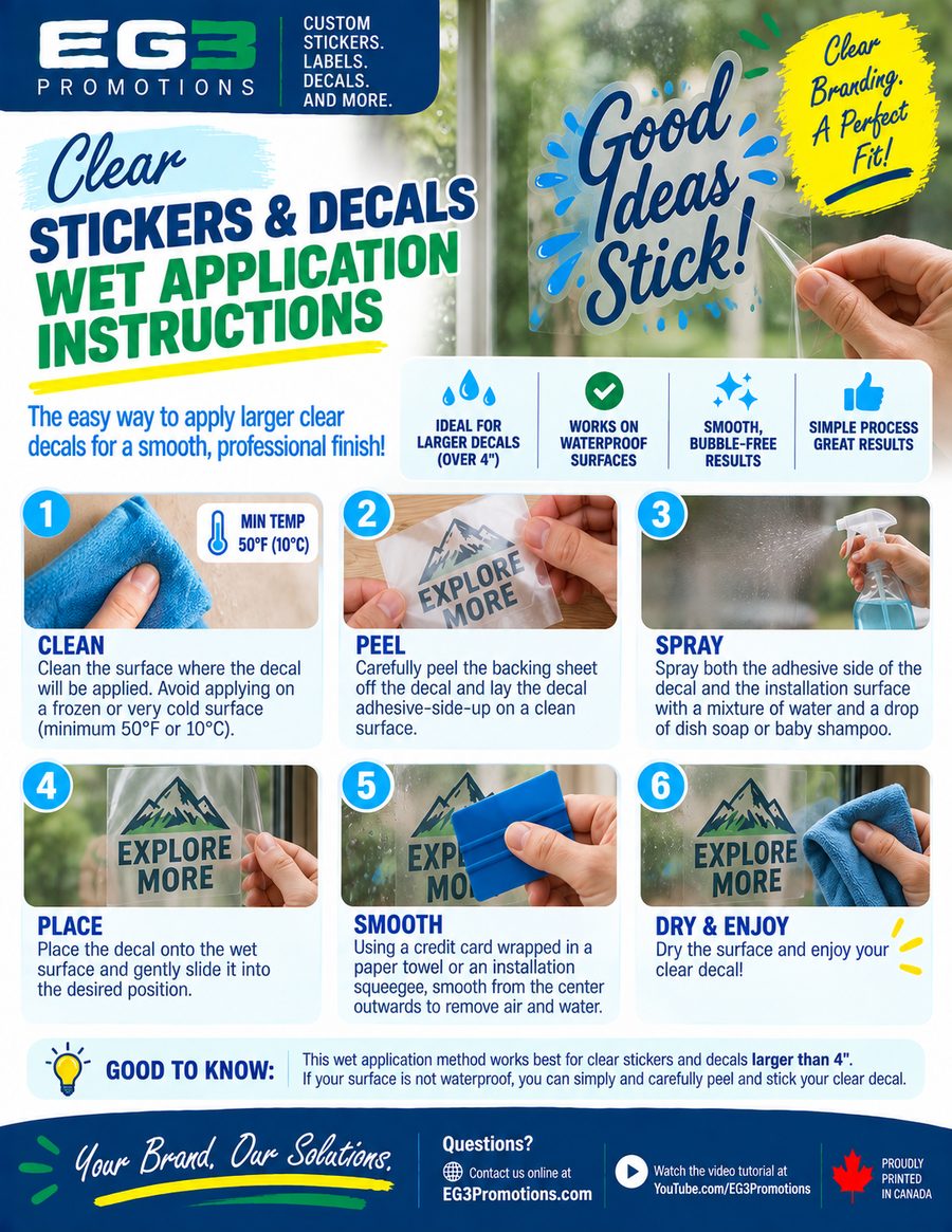 Clear Decal Wet Application Guide — Application Instructions PDF download preview from Evergreen Graphics Group