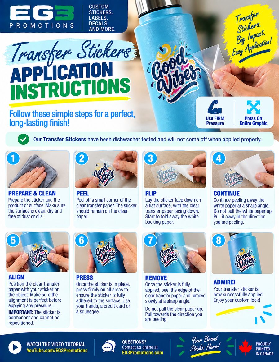 Transfer Sticker Application Guide — Application Instructions PDF download preview from Evergreen Graphics Group
