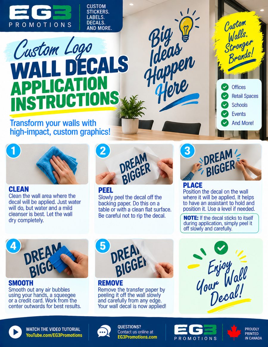Wall Decal Application Guide — Application Instructions PDF download preview from Evergreen Graphics Group
