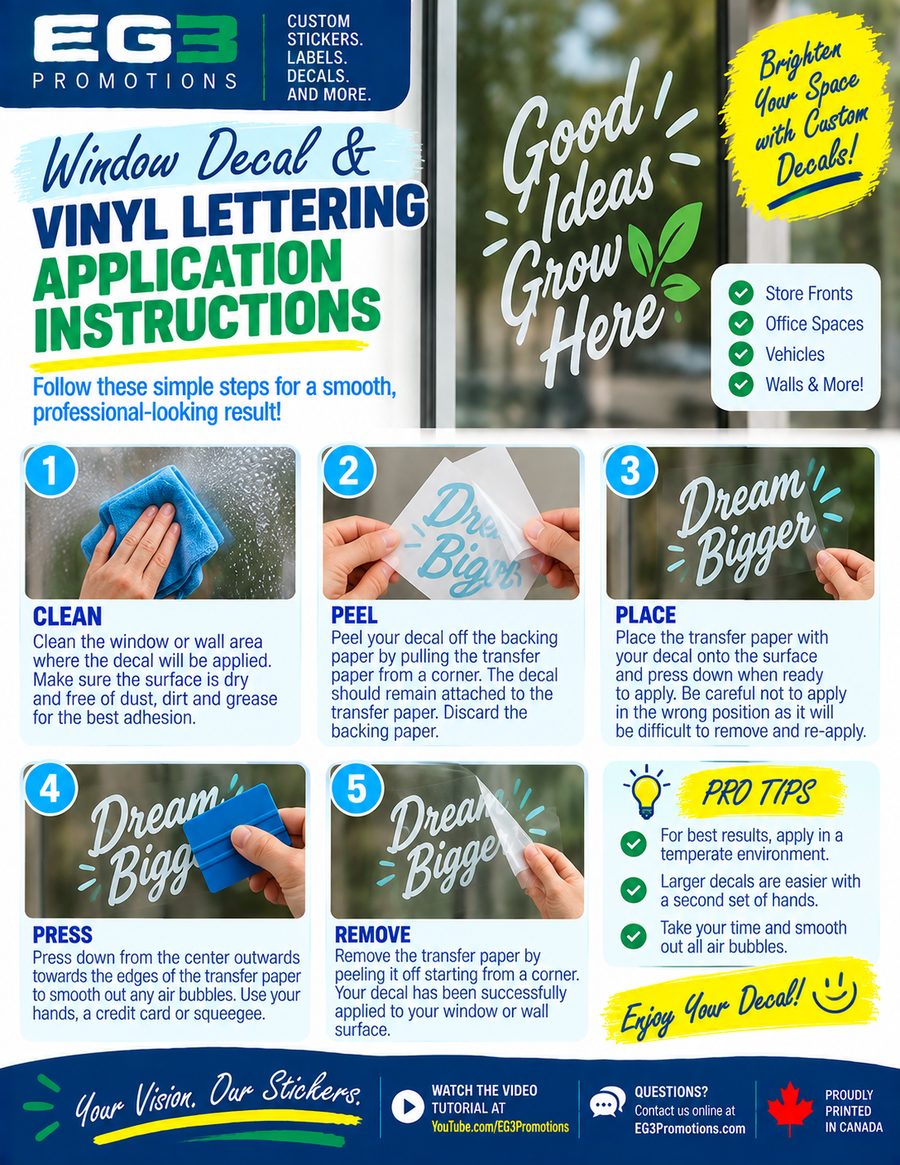 Window Decal Application Guide — Application Instructions PDF download preview from Evergreen Graphics Group