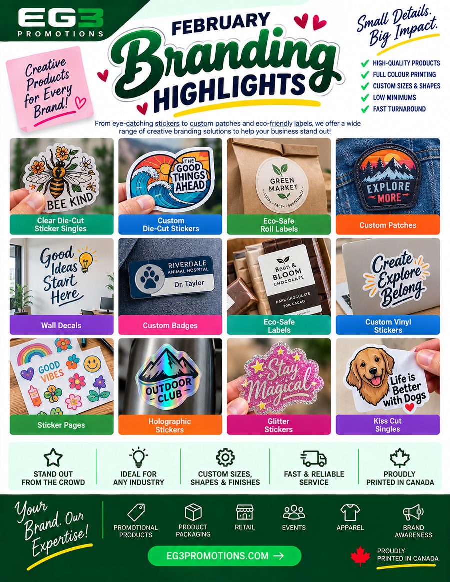 February Branding Highlights — Branding Highlights PDF download preview from Evergreen Graphics Group