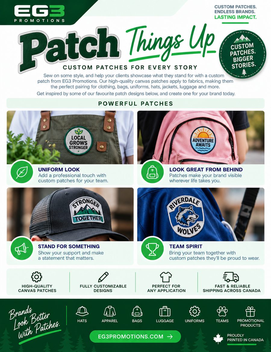 Custom Patches, Bigger Stories — Sales Collateral PDF download preview from Evergreen Graphics Group